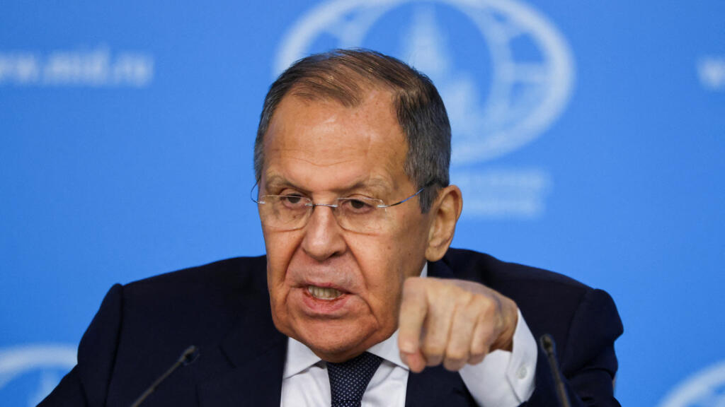 Le ministre russe des Affaires étrangères Sergueï Lavrov avait dénoncé une supposée attaque contre la résidence de Vladimir Poutine. Ici, il s'exprime lors d'une conférence de presse annuelle à Moscou, en Russie, le 14 janvier 2025.