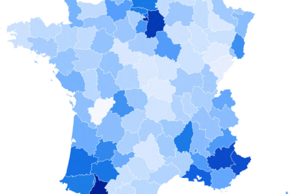 Les départements où la grippe sévit le plus. Taux de passages aux urgences pour 100 000 passages