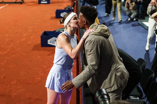 Le baiser échangé par Gaël Monfils et son épouse est l'un des grands souvenir de l'épreuve. DR 