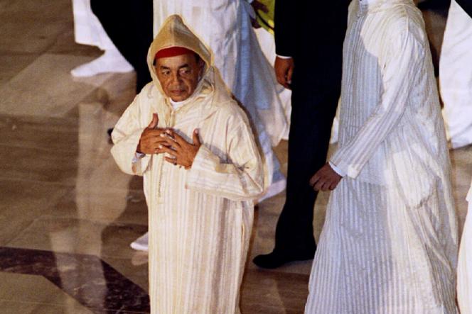 Le roi Hassan II lors de l’inauguration de la mosquée à son nom, à Casablanca, le 30 août 1993. 