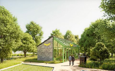 L’aire de Saint-Yvi proposera un petit magasin et des sanitaires 100 % électriques dans un environnement paysager avec des services snacking, change pour bébé… comme dans une station classique.