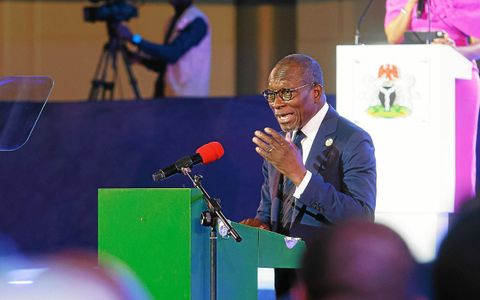 Patrice Talon, le, président du Bénin, lors d’une conférence au Nigeria en juin dernier.