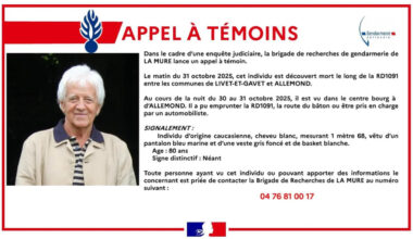 Appel à témoins après la découverte du corps d'un octogénaire près de Grenoble
