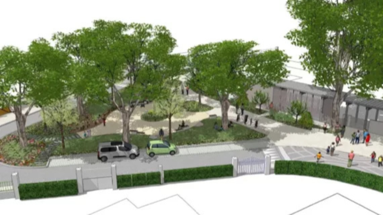 la place Charles-de-Gaulle réaménagée et végétalisée dans le cadre du Plan Canopée