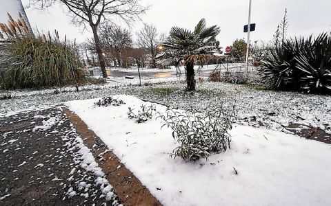 Une fine couche de neige à Guichen ce jeudi 25 décembre.