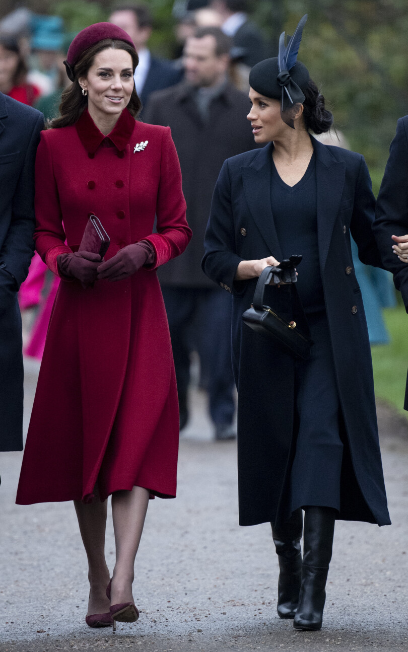 La princesse Catherine, accompagnée de Meghan à la marche de Sandringham, le 25 décembre 2018.