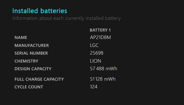 Battery Report Windows
