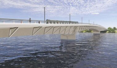 le pont des Trois-Continents attend le tram