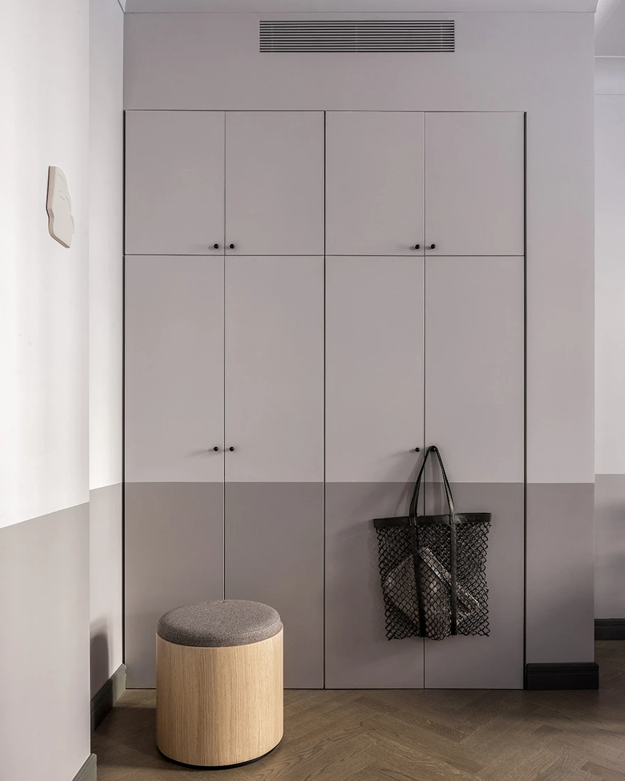 entrée avec placard deux-pièces 49m2 décoration contemporaine