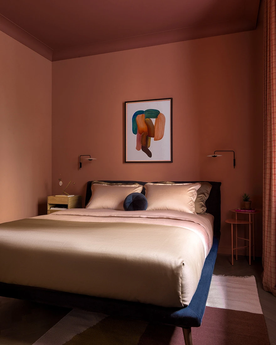 chambre terracotta deux-pièces 49m2 décoration contemporaine