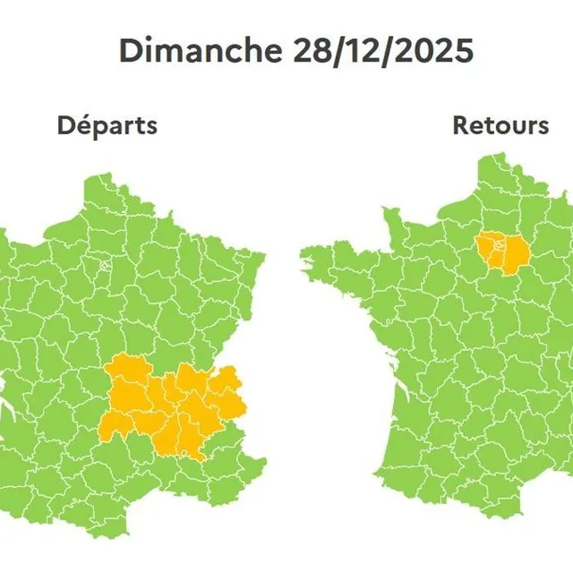 photo les prévisions de circulation pour la journée du dimanche 28 décembre 2025  ©  bison futé