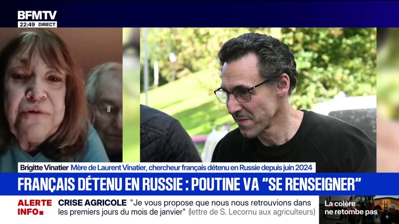 "Nous avons entendu les propos du président Poutine qui s'engage à se renseigner", déclare Brigitte Vinatier, mère de Laurent Vinatier, chercheur français détenu en Russie depuis 2024