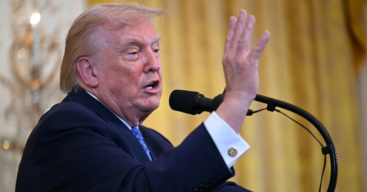 Le président américain Donald Trump s'exprime lors d'une réception de Hanouka, à la Maison Blanche à Washington, le 16 décembre 2025