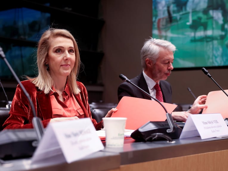 Radio France CEO Sibyle Veil attends during a hearing before an enquiry commission of the National Assembly, on the neutrality, operation, and funding of public broadcasting in Paris, on December 17, 2025.  ' Stephane Lemouton/SIPA//LEMOUTONSTEPHANE_251217C020/Credit:Stephane Lemouton/SIPA/2512171757