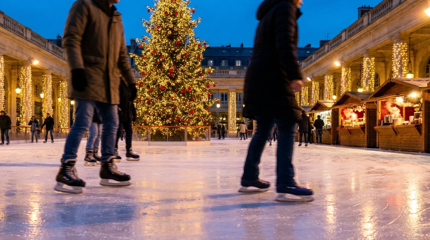 À 2 h de Paris, la patinoire la plus populaire d’Europe rouvre pour Noël : un joyau caché dans une cour néoclassique à couper le souffle