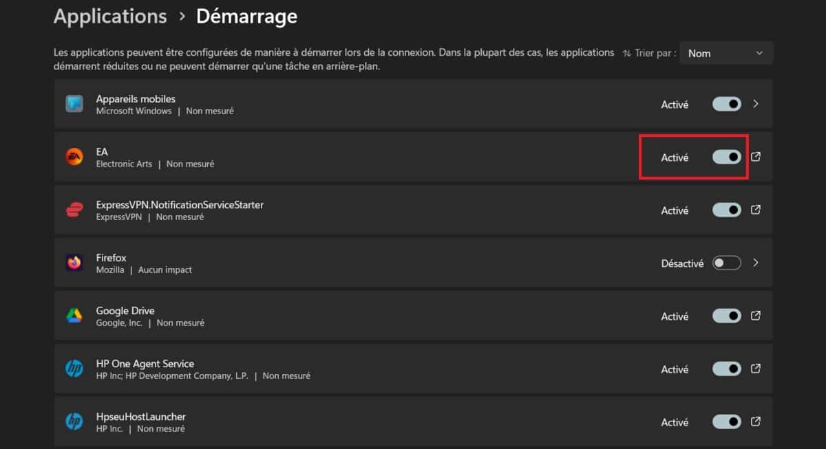 windows 10 et 11 applications démarrage