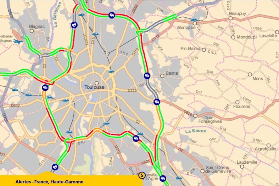 Bison Futé montre la congestion du trafic.