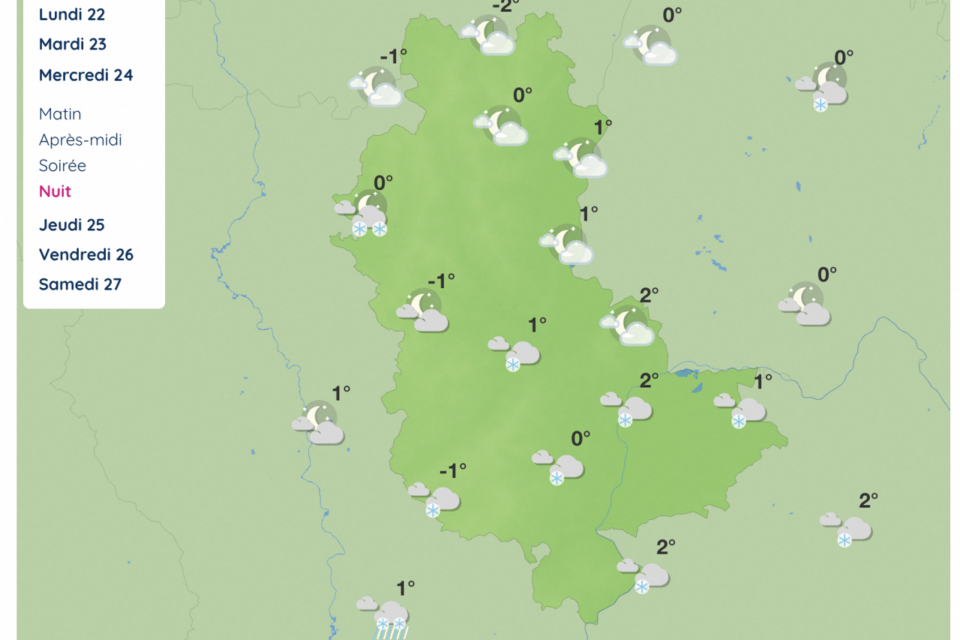 Des chutes de neige sont aussi attendues dans la nuit du 24 au 25 décembre dans le Rhône.