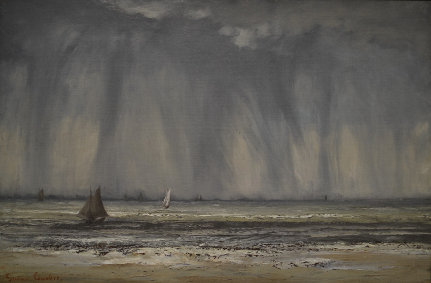 Gustave Courbet, Marine (La Trombe), 1866, huile sur toile marouflée sur carton, 43,2 × 65,7 cm. Inv. Cat. 948. John G. Johnson Collection, 1917, Philadelphia, Museum of Art