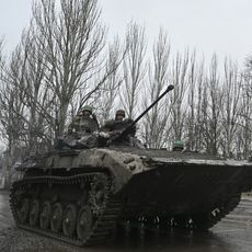 Un char ukrainien à Donetsk