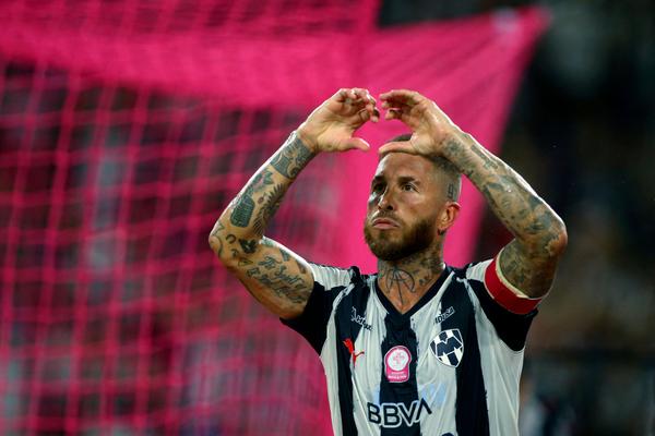 (FILES) Monterrey's Spanish defender #93 Sergio Ramos celebrates after scoring the equalising goal from the penalty spot during the Liga MX Apertura football tournament match between Monterrey and Pumas at BBVA Stadium in Monterrey, Nuevo Leon state, Mexico on October 18, 2025. Ramos confirmed late on December 6, 2025 that his time with Mexican club Rayados de Monterrey had come to an end, following their elimination in the semifinals of the 2025 Apertura tournament against Toluca. (Photo by Julio Cesar AGUILAR / AFP)