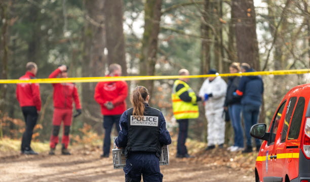 Découverte du corps Bernard Trombini, rue général Séré de Rivières, à proximité du stand de tir, en forêt d'Epinal. Photo Jérôme Humbrecht