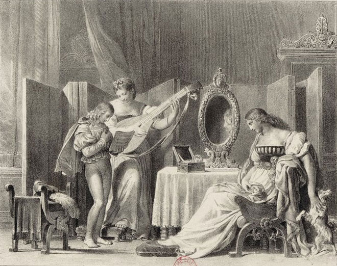 Les Noces de Figaro -La Romance de Chérubin dans Le Mariage de Figaro, estampe d'après Fragonard. Gallica-BnF Les noces de Figaro- couverture