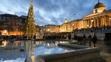 Le sapin de Noël de Trafalgar Square, à Londres, où les chorales enchainent les prestations. (MATTHEX CHATTLE / FUTURE PUBLISHING / GETTYIMAGES)