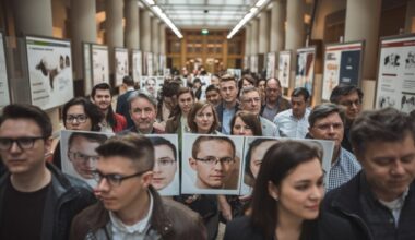 Des personnes examinant des portraits pour détecter des signes de maladie