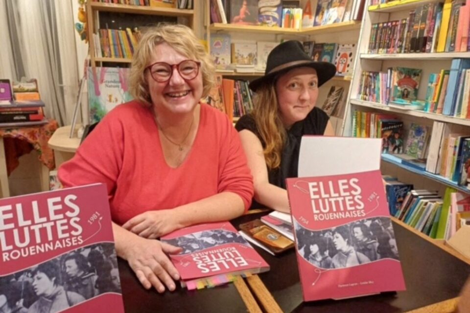 Florence Capron (à gauche) et Emilie Sfez (à droite) ont présenté leur livre Elles - Luttes Rouennaises à la Librairie la Tonne en novembre 2025.