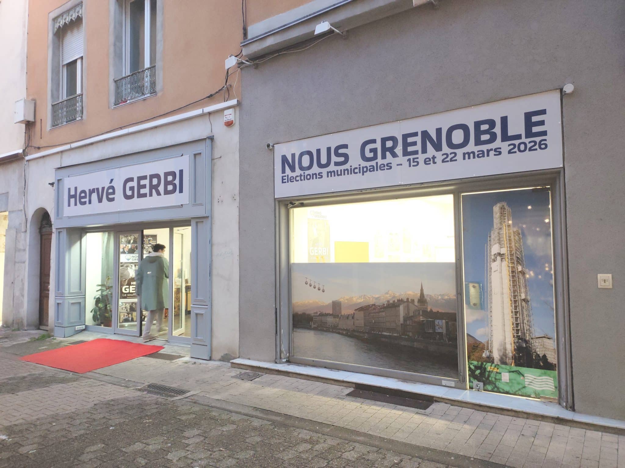 Local de campagne d'Hervé Gerbi, rue de la Poste à Grenoble. © Florent Mathieu - Place Gre'net