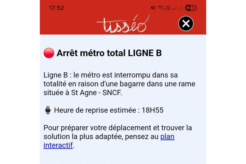 C'est suffisamment exceptionnel pour que Tisséo en informe directement ses usagers : le métro est à l'arrêt à cause… d'une bagarre