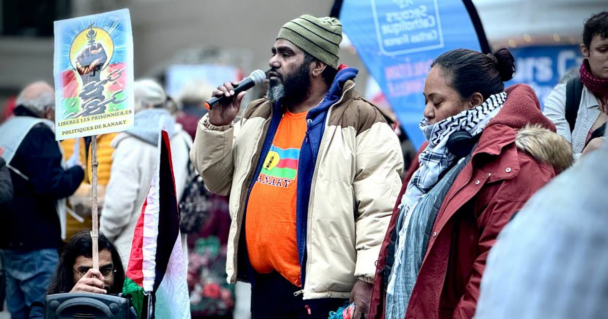 une centaine de militants pro-Palestine et pro-indépendance de la Nouvelle-Calédonie en centre-ville