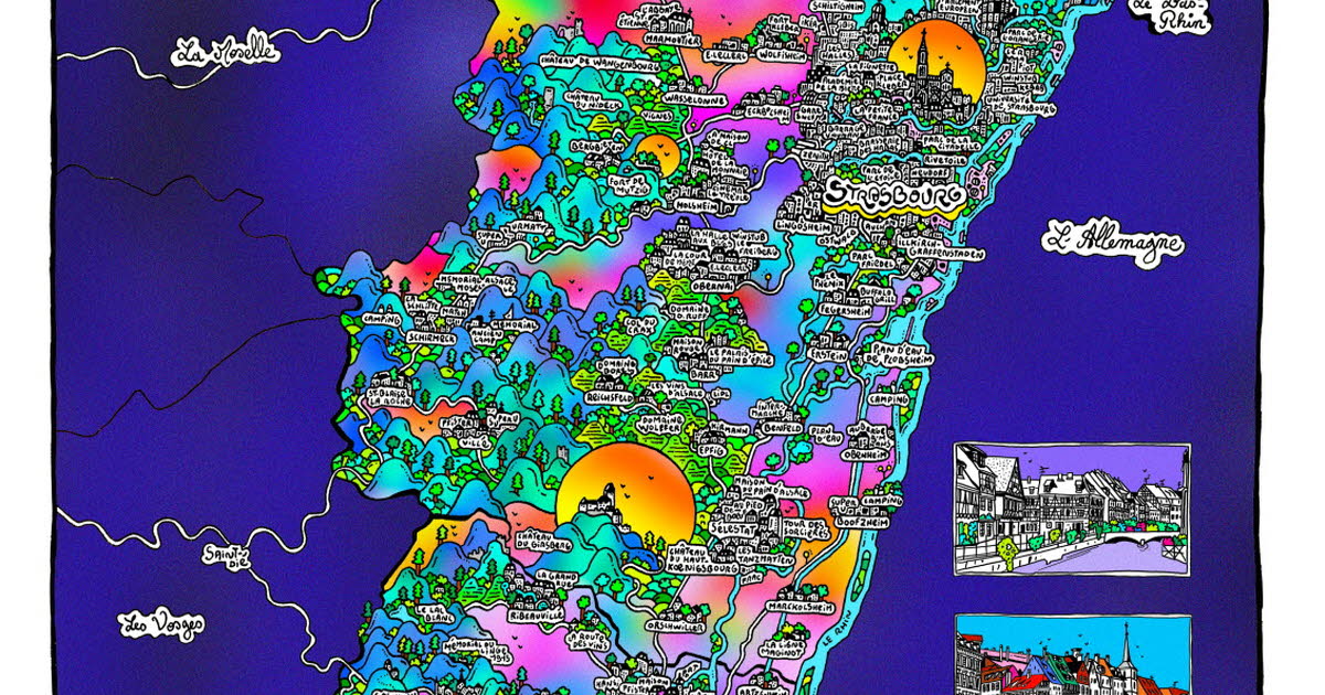 Alsace. Un illustrateur rend hommage à la région à travers une carte dessinée à la main