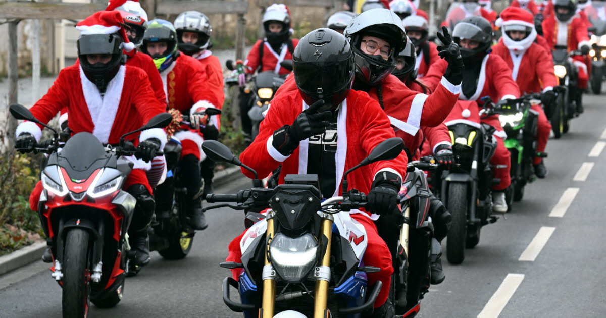 Photos . Plus de 800 pères et mères Noël motards défilent entre Nancy et Lunéville