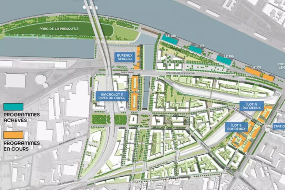 Le plan du quartier Flaubert à Rouen.