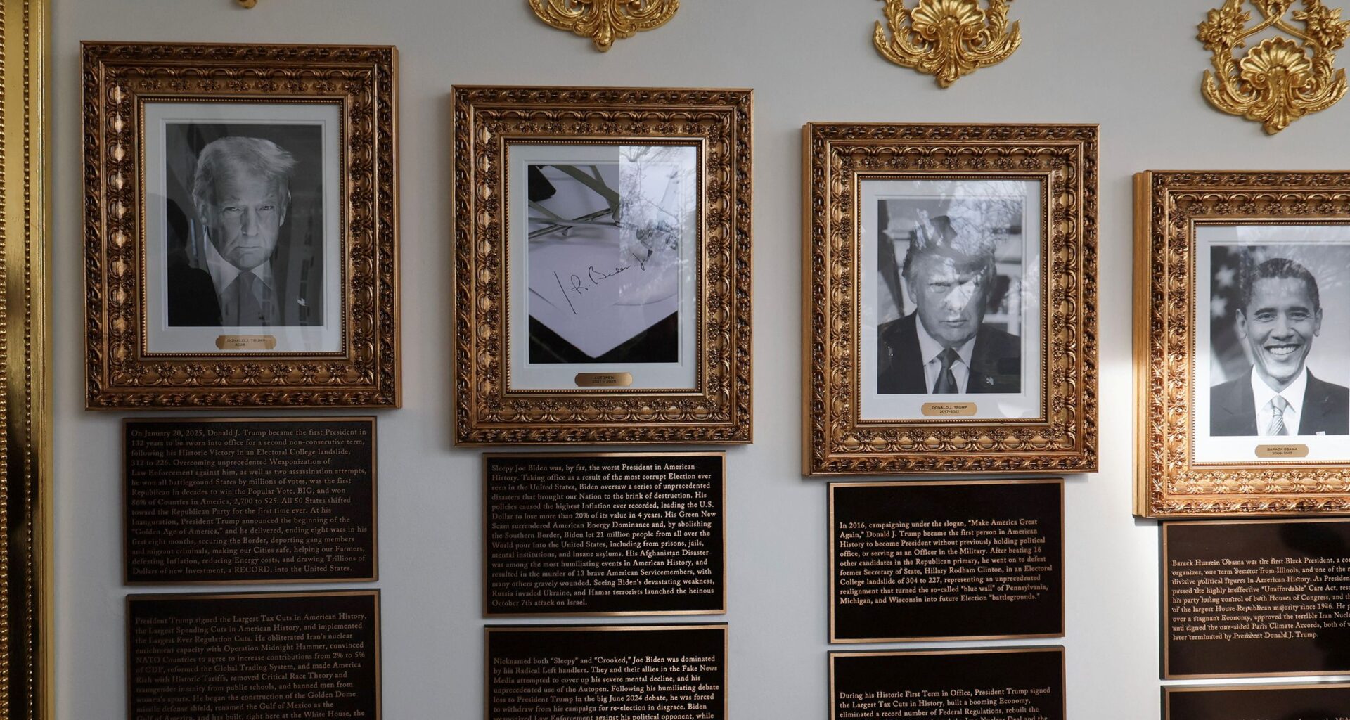 Trump se moque de ses prédécesseurs sur des plaques « historiques »