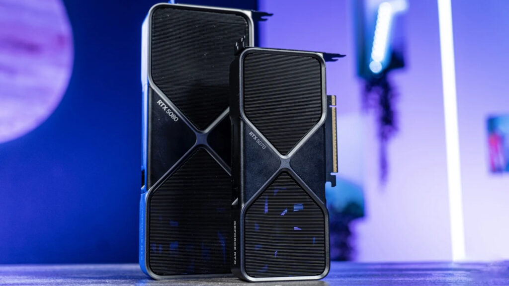 Les RTX 5070 et RTX 5080 sont équipées de VRAM en GDDR7 // Source : Chloé Pertuis pour Frandroid