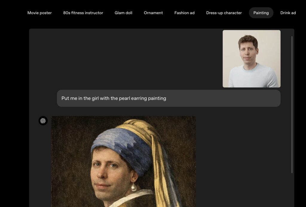 Sur le site d'OpenAI, plusieurs exemples mettent en lumière des montages de Sam Altman.