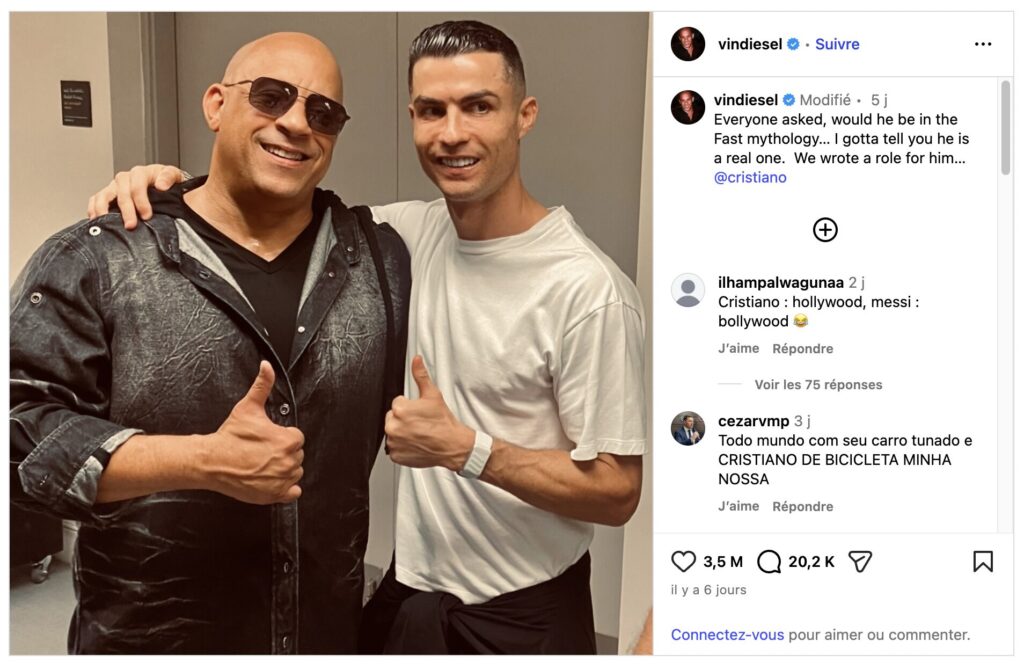CR7 et Vin Diesel.