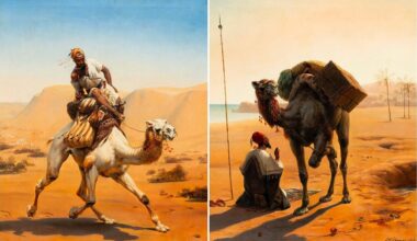 Horace Vernet, À gauche : “La Poste au désert”, à droite “L’Arabe en Prière”