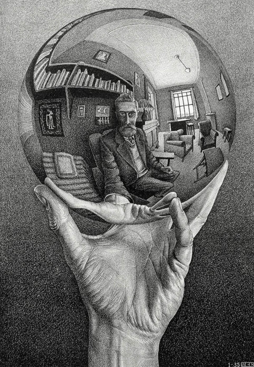 M.C. Escher, Autoportrait au miroir sphérique