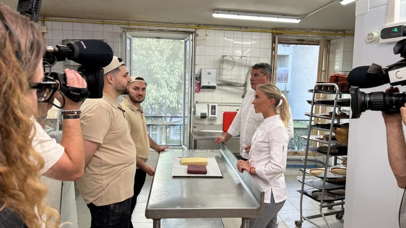 Le boulanger Bruno Cormerais et la pâtissière Chiara Serpaggi sont sur la droite.