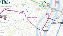 Le tracé retenu pour le TEOL (tram express de l'ouest lyonnais)