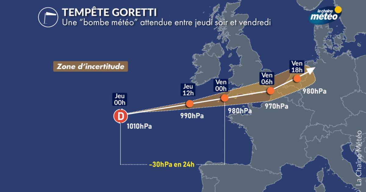 Tempête Goretti : une bombe météorologique attendue dans la nuit de jeudi sur la France
