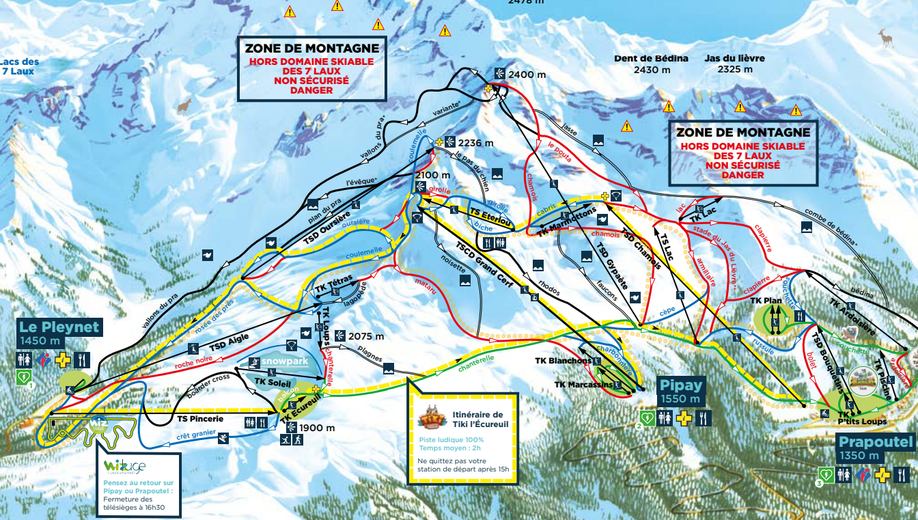 La piste noire se situe tout à gauche du domaine skiable.