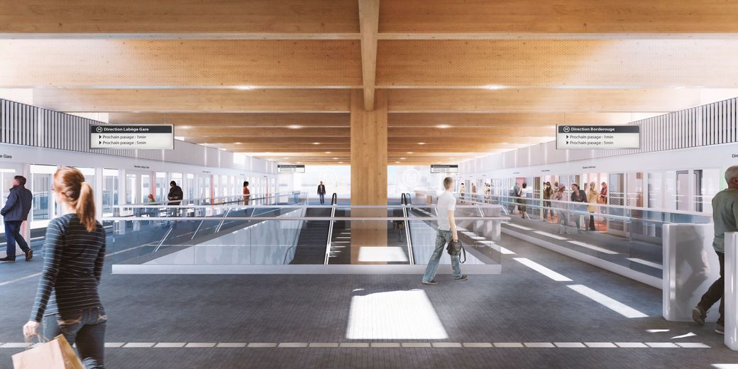 La future station Labège Madron, avec d’un côté la ligne B, de l’autre la ligne C.