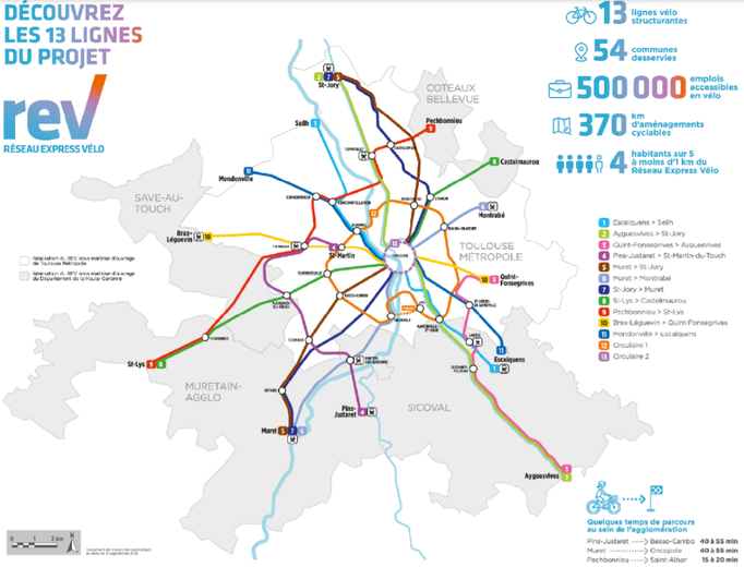 Les 13 lignes du projet Réseau Express Vélo.