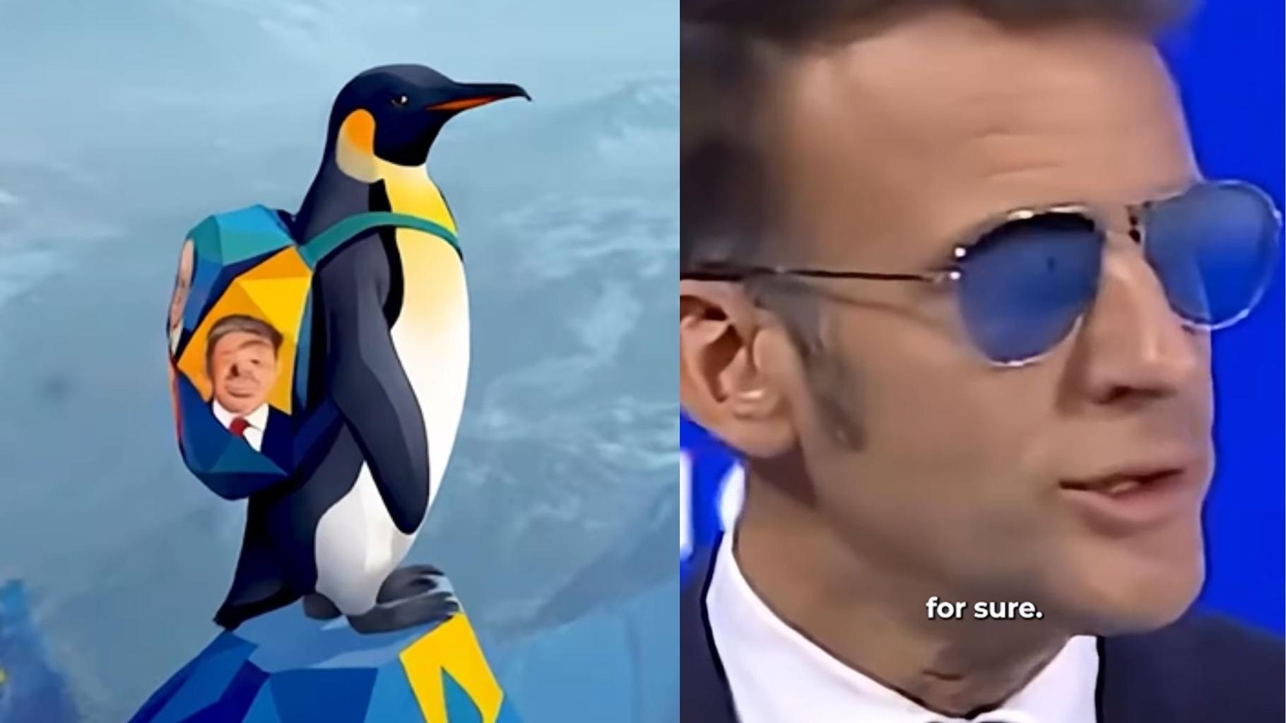 Ce manchot offre au « for sure » de Macron à Davos sa meilleure mise en scène possible