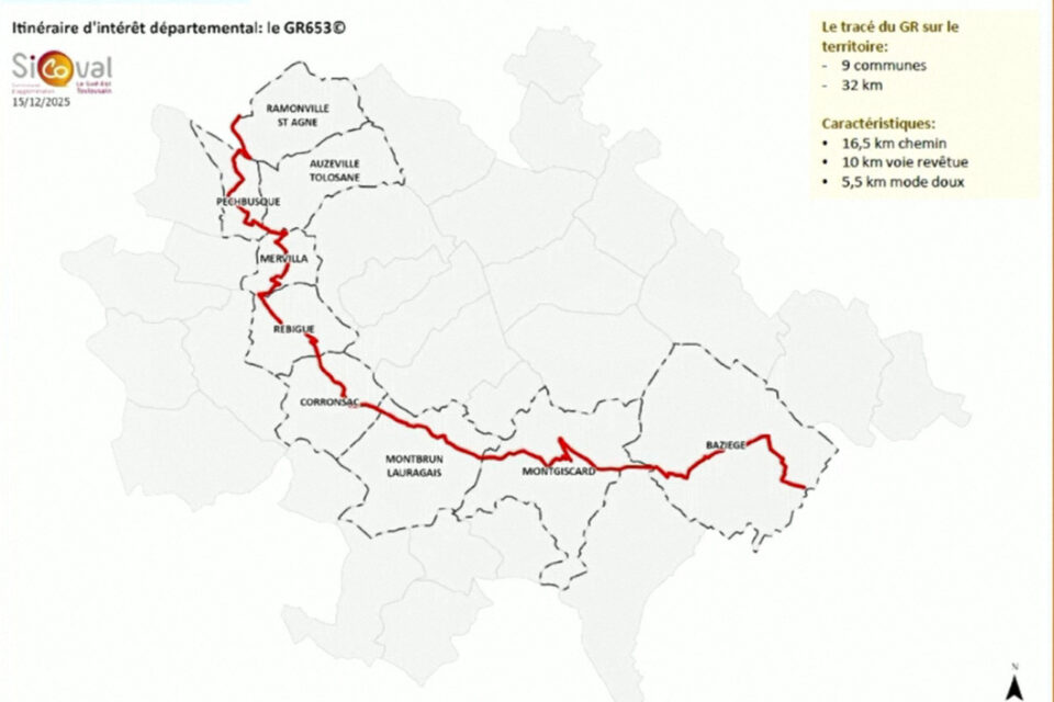 Le GR 653 traverse neuf commune du Sicoval.